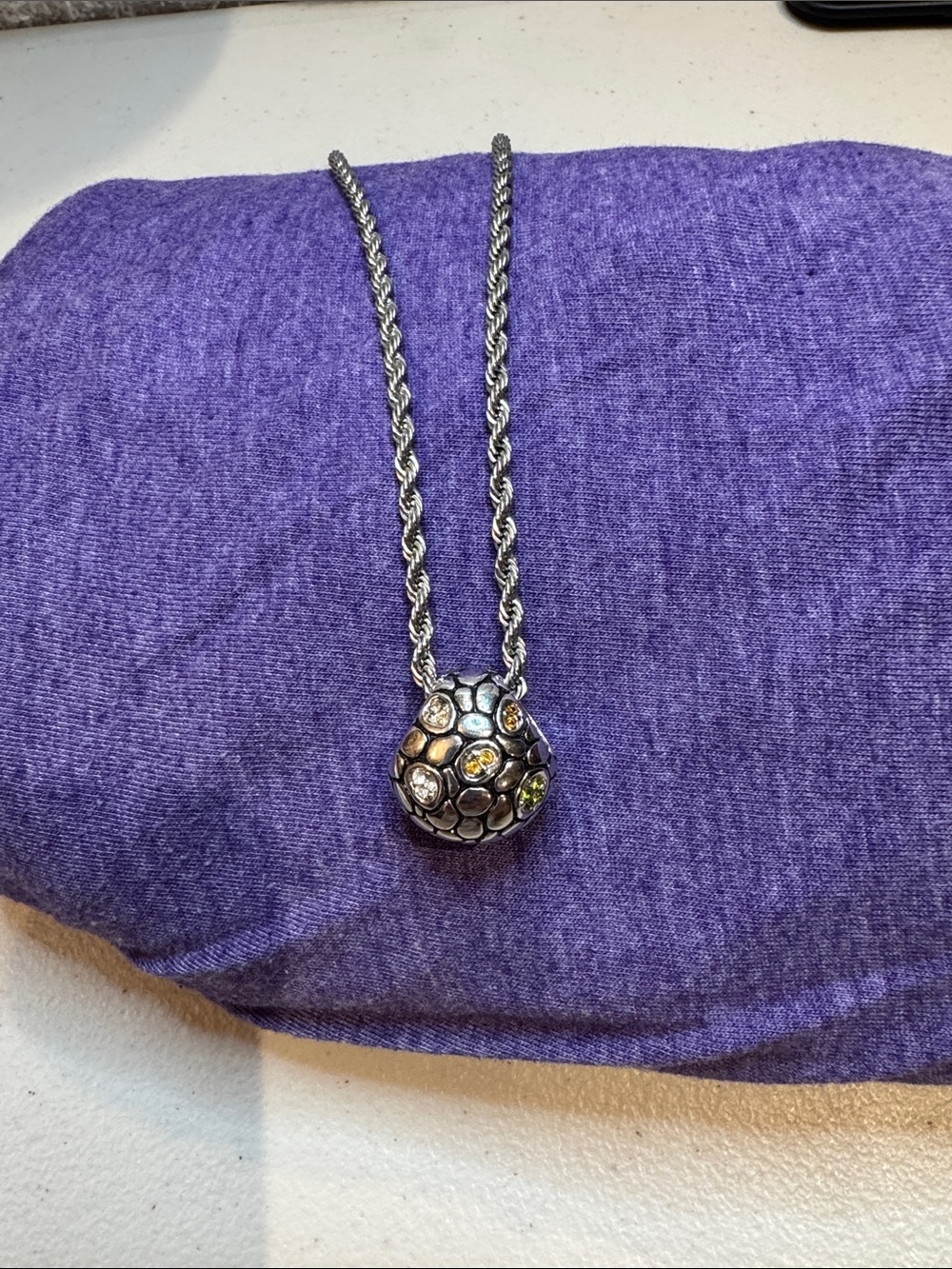 Lia Sophia Silver Tone Pavé Crystal Bead Pendant Necklace